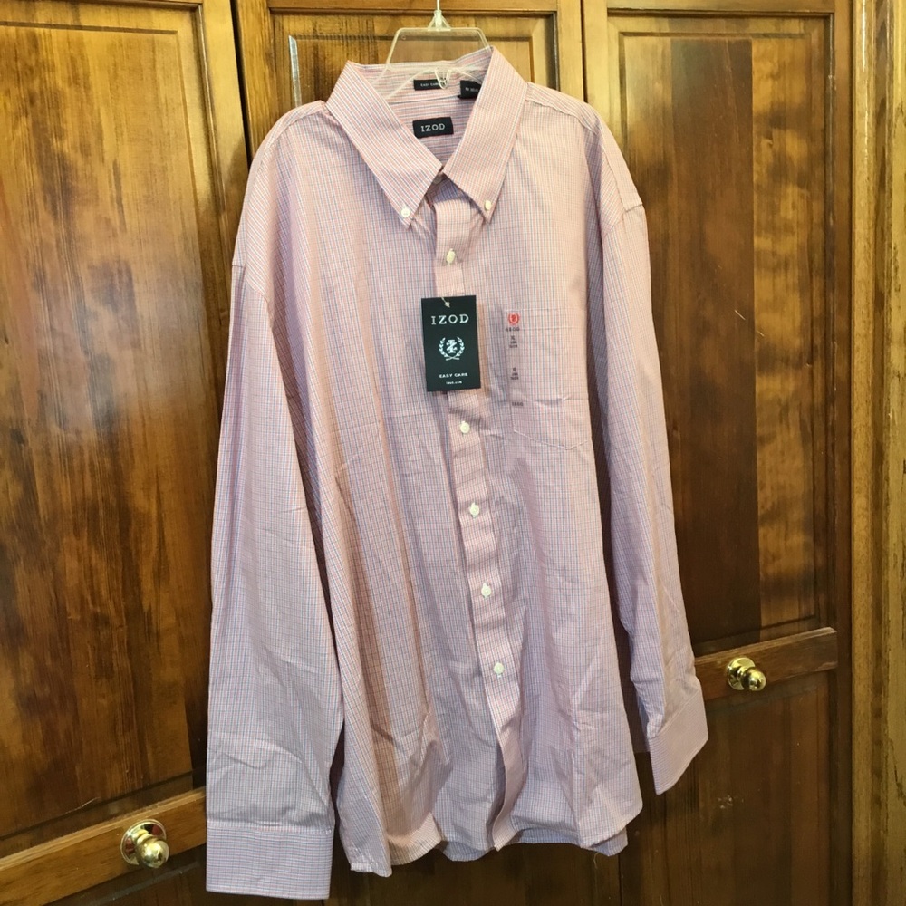 Izod Men's Light Pink Casual Button-Down Shirt, NWT